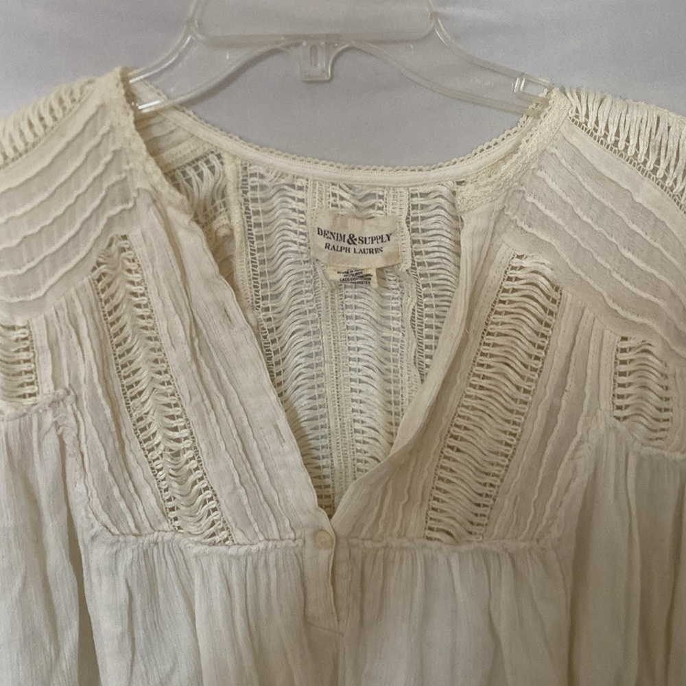Denim & supply ralph lauren boho white cream shirt blouse medium $125 - Picture 4 of 6